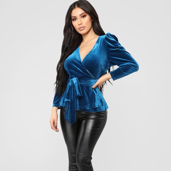 Fashion Nova Velvet Dreams Wrap Top - Picture 2 of 6